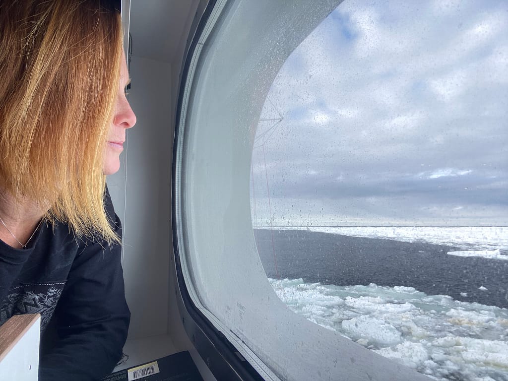 Taking In The View Of The Icepack From Our Porthole